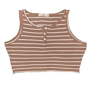 Striped Brown and White Women's Cropped Tank